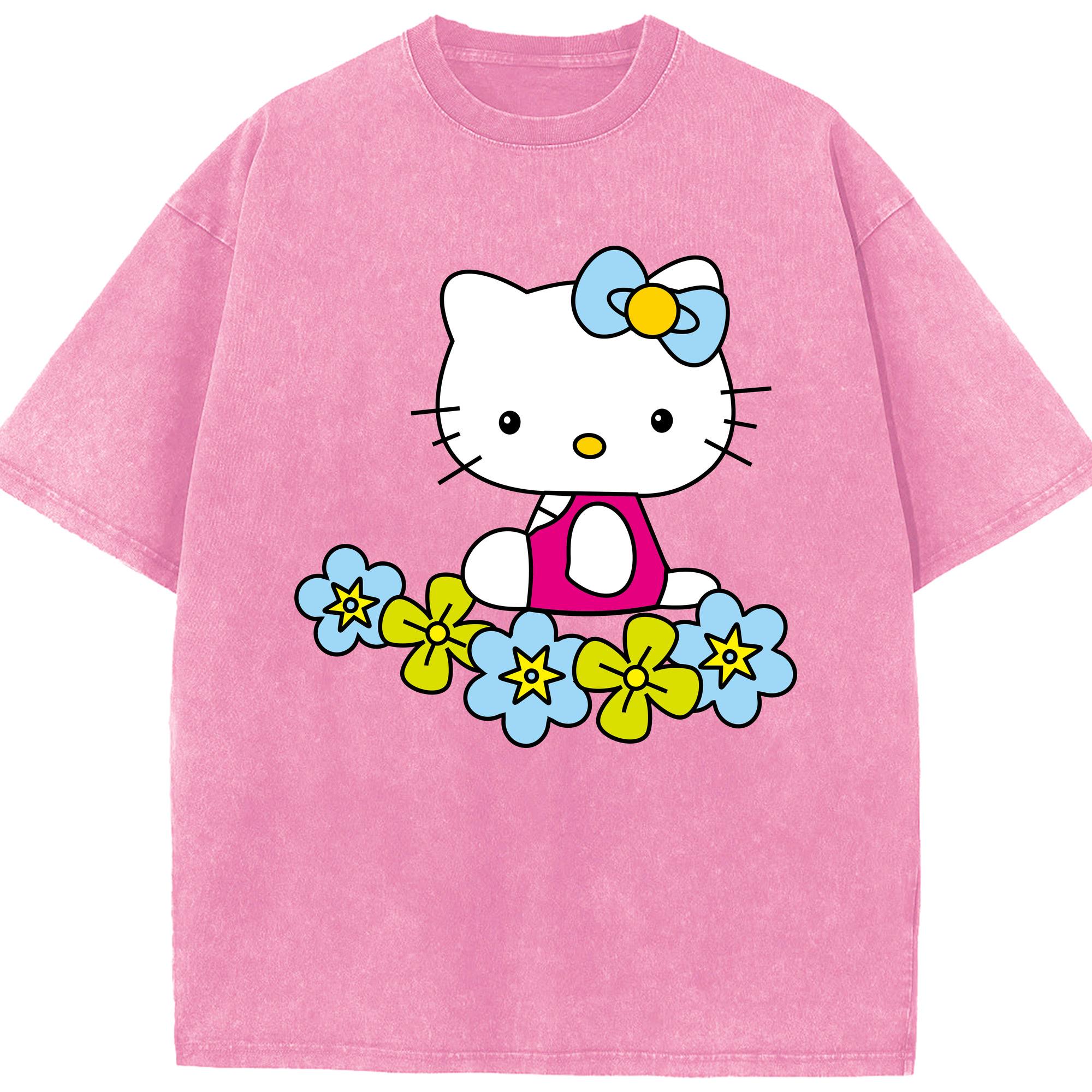 （画像用） Hello Kitty ハローキティ 綿100% ヴィンテージ風 半袖Tシャツ（フロントプリント）